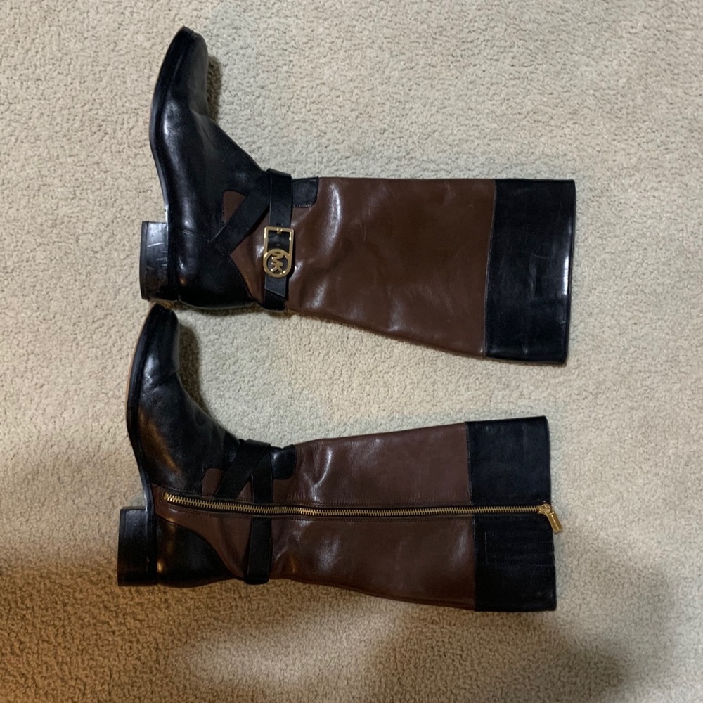 Micheal Kors Brown & Black Leather Riding Boots